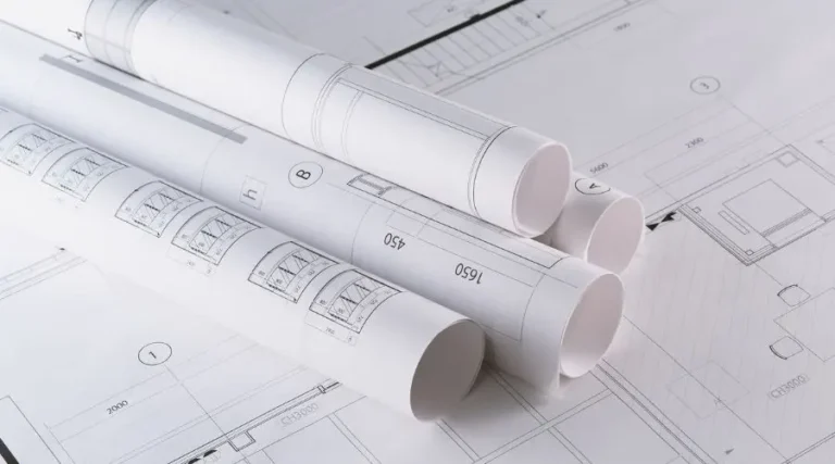 Plans roulés pour une maison neuve avec prêt hypothécaire